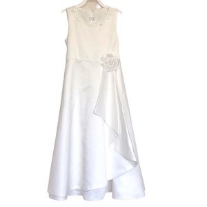 Girls White Long Dress Sz 8